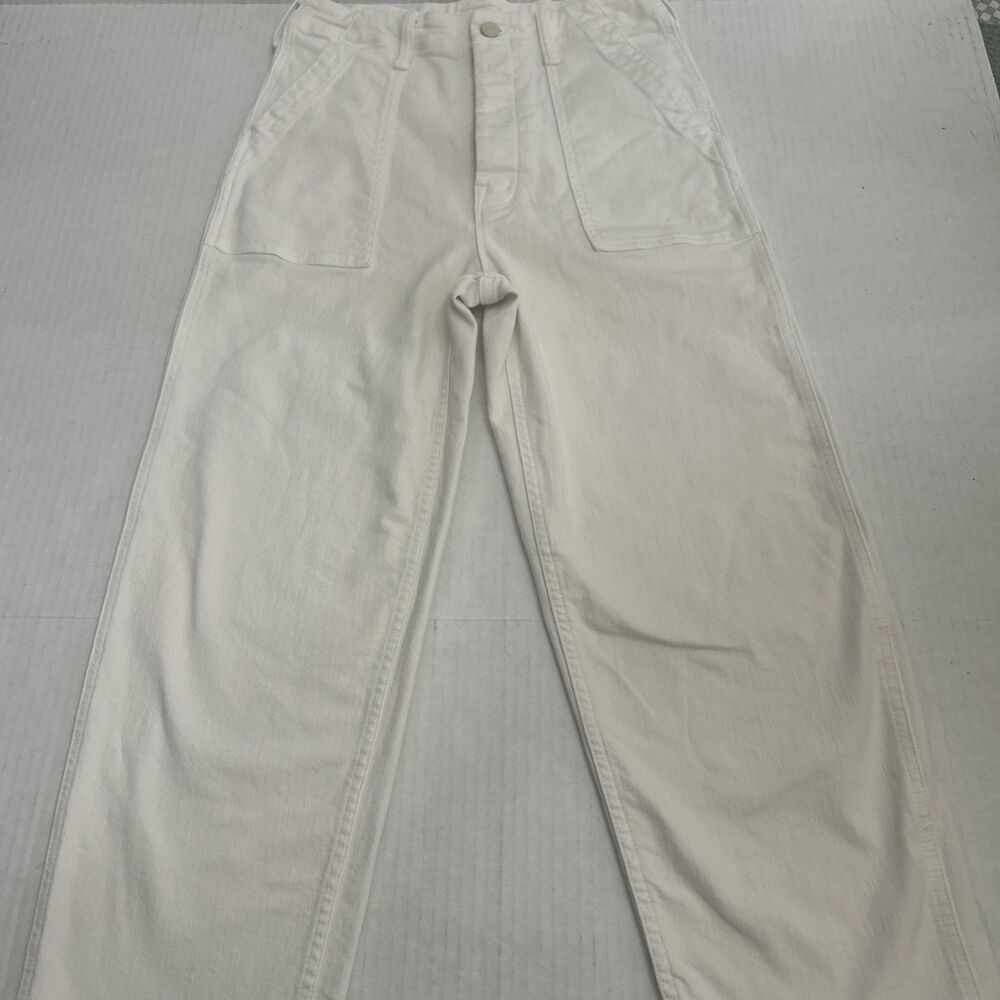 MOTHER Jeans Patch Pocket Private Ankle Fray in Cream Puff Size 25 EUC BEIGE